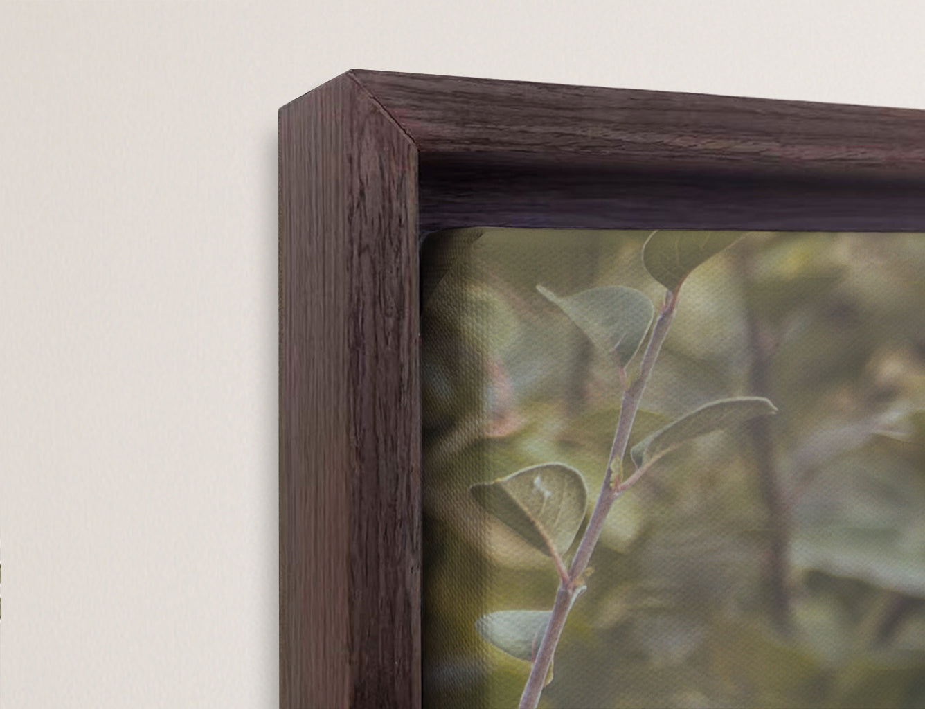 Floating Framed Canvas close-up image to show the depth of the frame and canvas position.