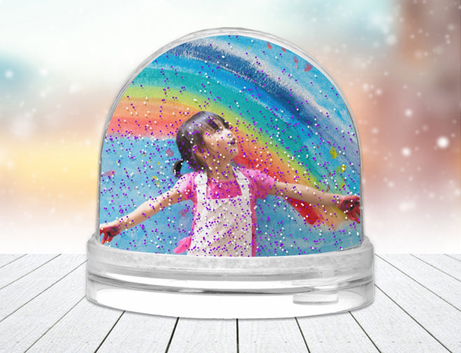 Personalised Snow Globe with glitter and a picture of a girl
