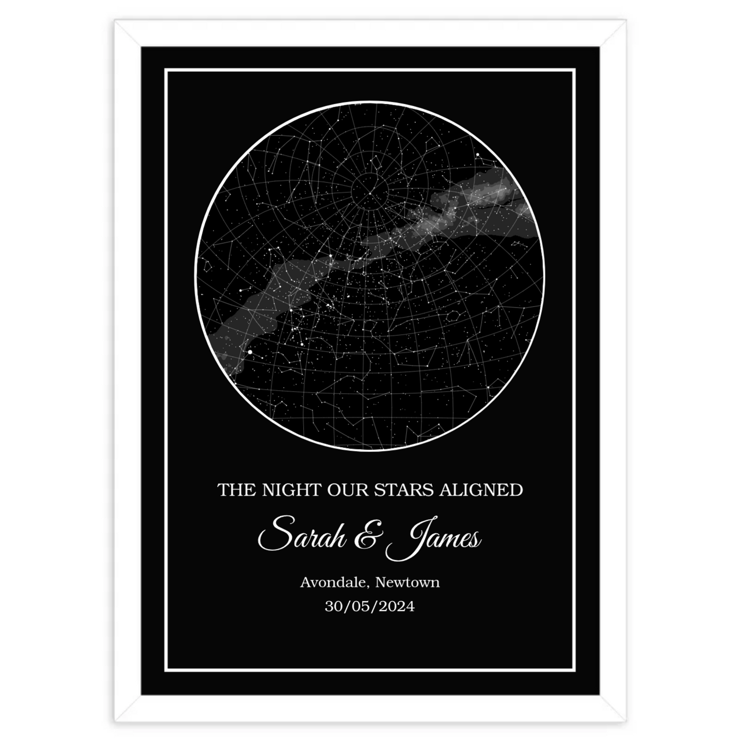 Star Map, which is a Framed Map which shows the constellation of stars on the night a couple got married.