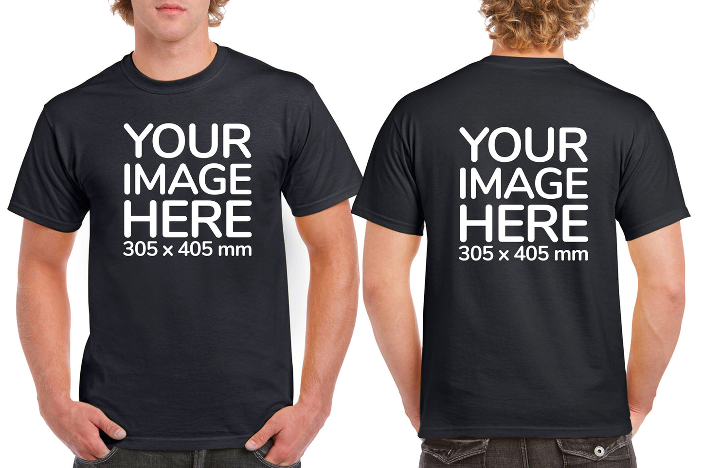 Custom Black T-Shirt with Design Your Own area on front and back printing