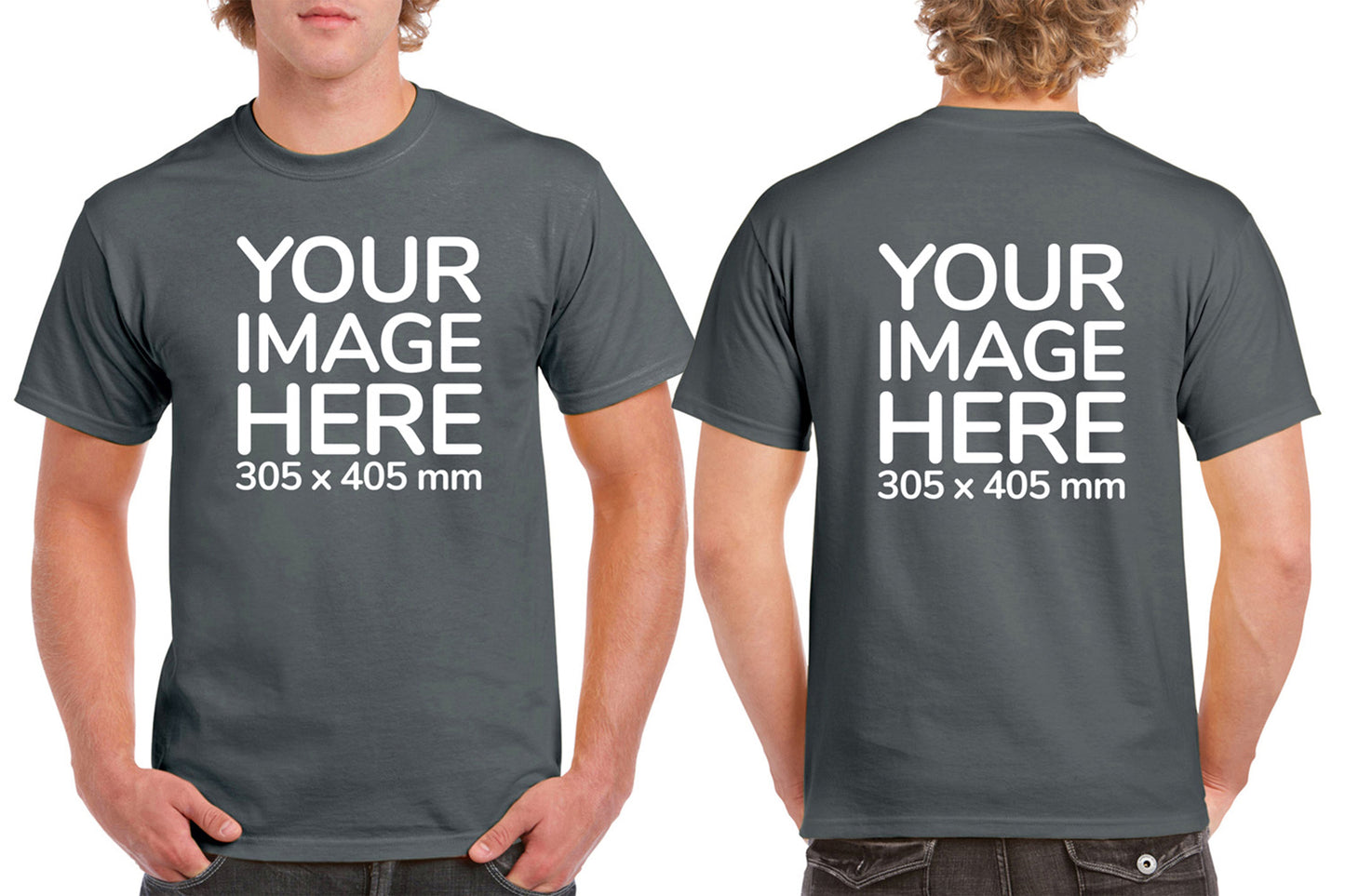 Custom Gray T-Shirt with Design Your Own area on front and back printing