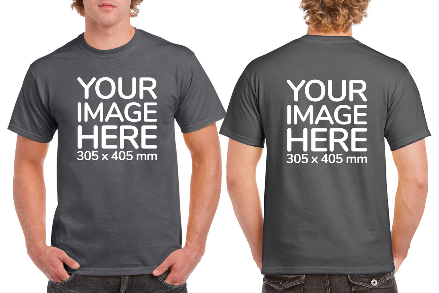 Custom Gray T-Shirt with Design Your Own area on front and back printing
