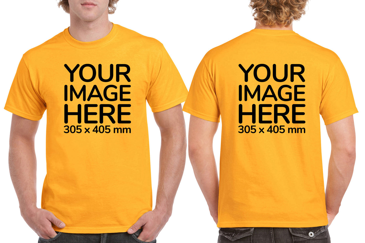 Custom Yellow T-Shirt with Design Your Own area on front and back printing