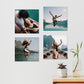 Gallery of 4 square Photo Tiles freely positioned on wall, each customised with a different holiday image