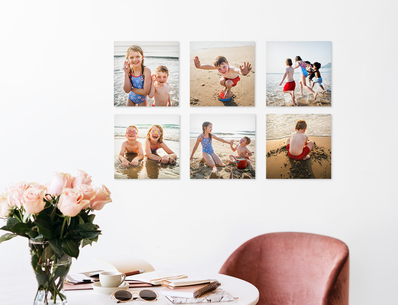 Gallery of 6 Photo Tiles in 2x3 grid, each customised with a different kids picture