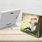 Wooden Photo Block shown from the back with image of mother and daughter. Standing mechanism is included.