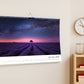 A3 landscape wall calendar with white wire binding, angled view, ideal for showcasing artwork.