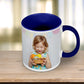 A Custom Colour Mug with Dark Blue handle and inside