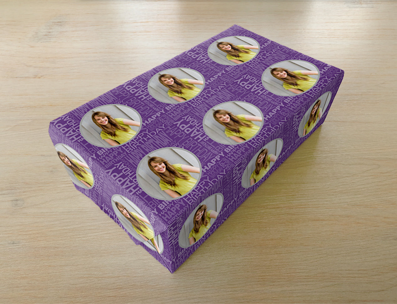 Custom Gift Wrap design with Birthday wishes and personalised repeating photo