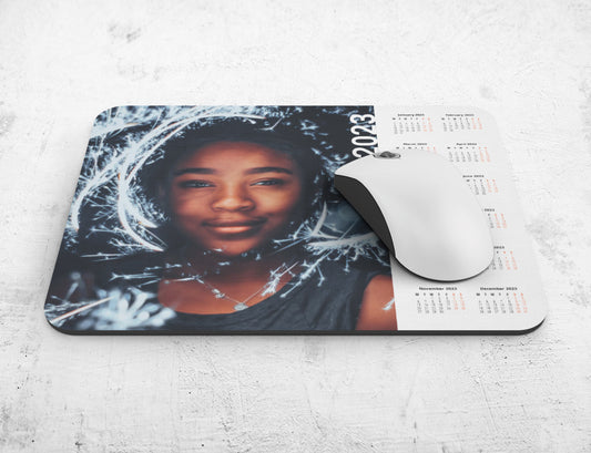 Custom Mousemat Calendar - a Mousepad with a user image and a Calendar grid