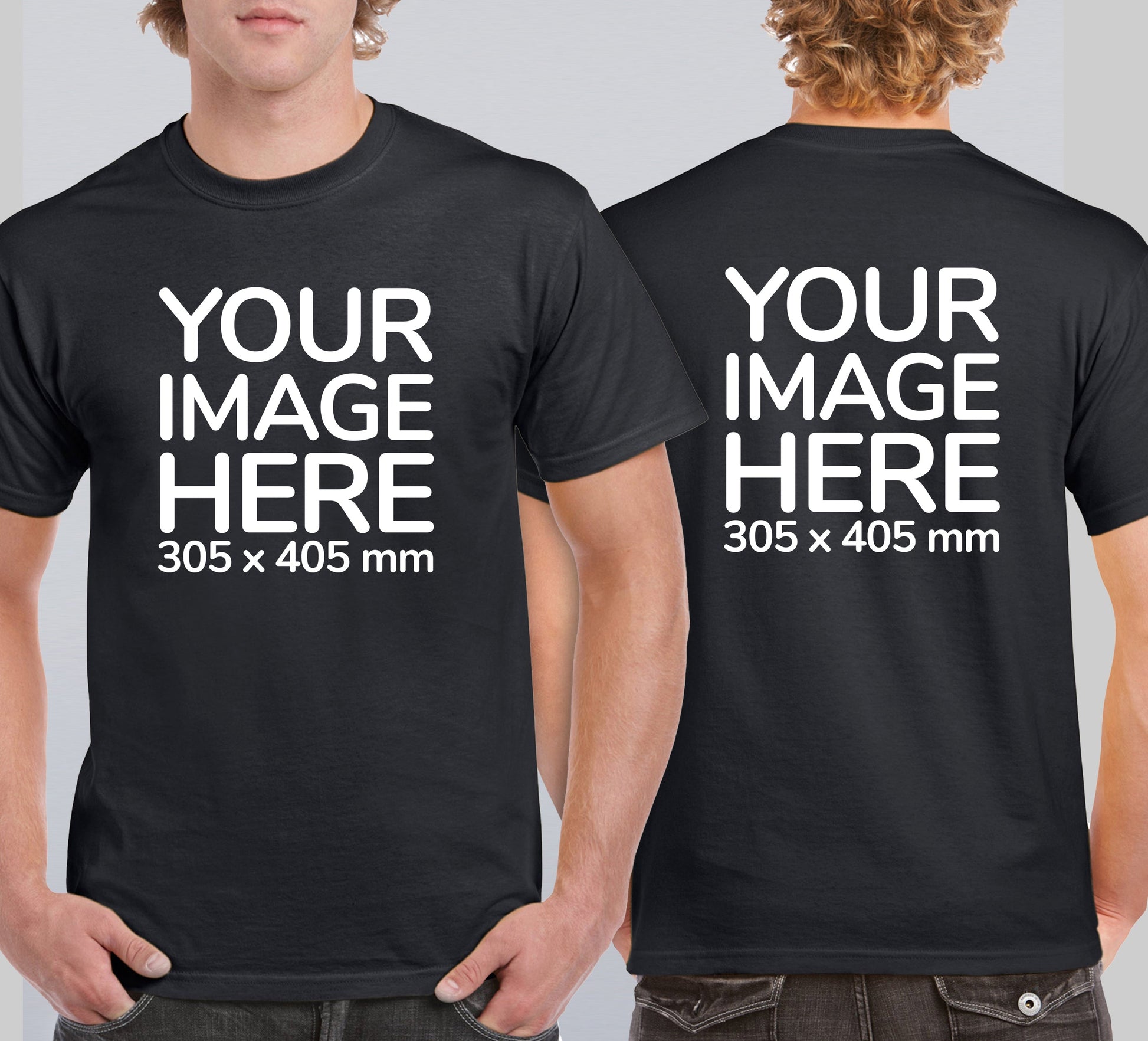 Custom Black T-Shirt with Design Your Own area on front and back printing