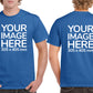 Custom Blue T-Shirt with Design Your Own area on front and back printing