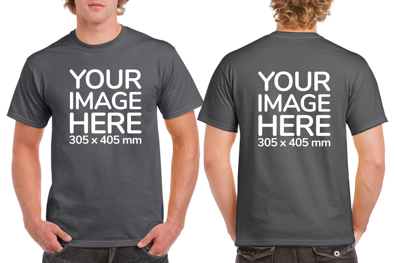 Custom Gray T-Shirt with Design Your Own area on front and back printing
