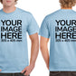 Custom Light Blue T-Shirt with Design Your Own area on front and back printing