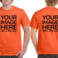 Custom Orange T-Shirt with Design Your Own area on front and back printing