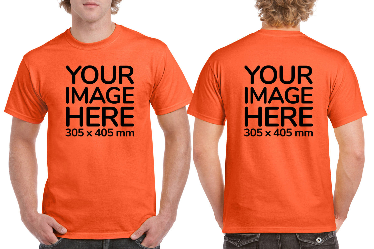 Custom Orange T-Shirt with Design Your Own area on front and back printing