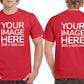 Custom Red T-Shirt with Design Your Own area on front and back printing