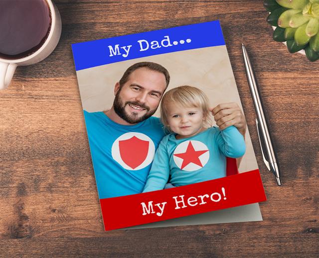 Folded Father's Day Card with family photo