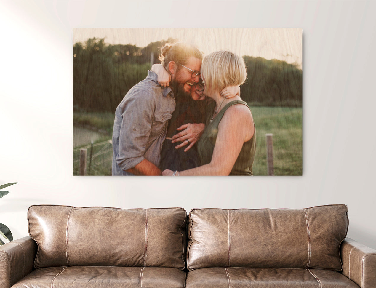 HD Wood Print hanging on a wall