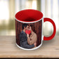Red Colour Love Mug with red handle and inside and couple kissing picture on the outside